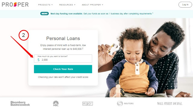 prosper personal loan amount choose page