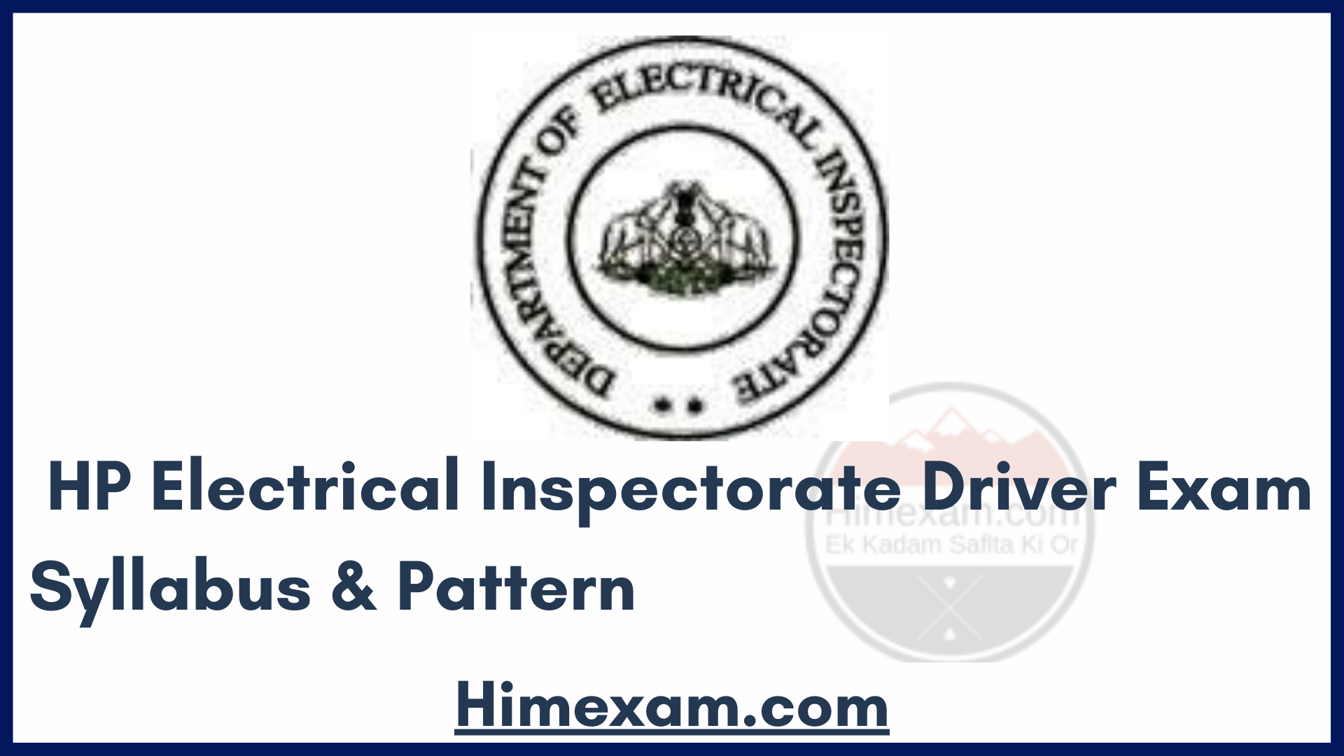 HP Electrical Inspectorate Driver Exam Syllabus & Pattern