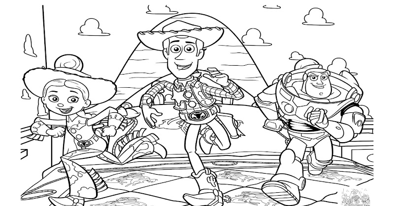 Coloring Pages Of Woody, Jessie, And Buzz Running