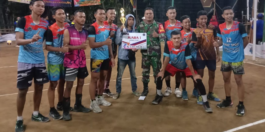 Babinsa Wonosari Amankan Kegiatan Turnamen Bola Voli Desa Binaan