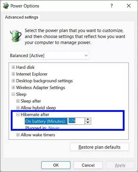 hibernate-after-battery-windows