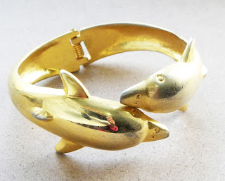 Gold dolphin bangle bracelet