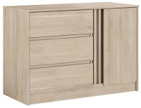Chest of drawers with cabinet and 3 drawers natural color