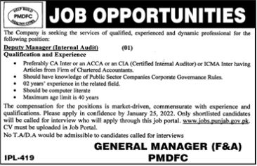 JOBS | Government of Punjab Punjab Municipal Development Fund Company (PMDFC)