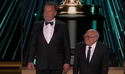 Schwarzenegger and Devito at the 2024 Academy Awards