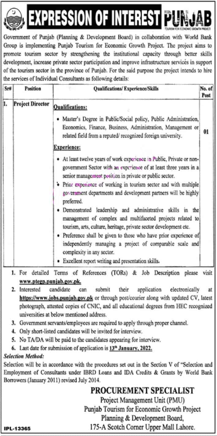 Planning and Development Board Punjab Jobs 2022