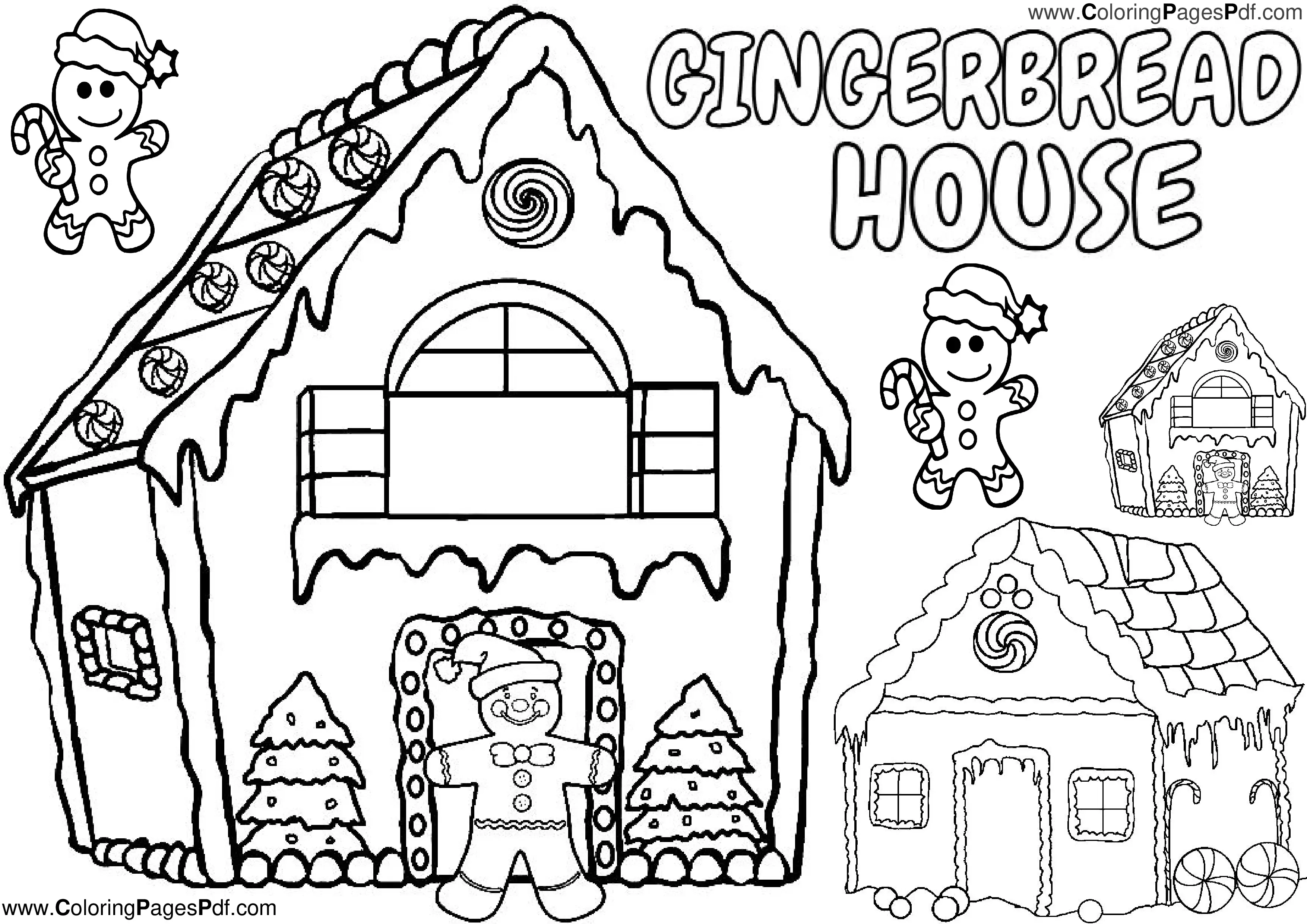 Gingerbread house coloring pictures