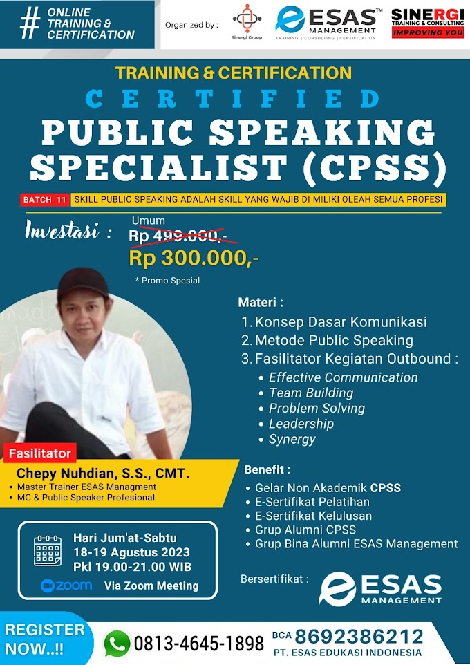 WA.0813-4645-1898 | Certified Public  Speaking Specialist (CPSS) 18 Agustus 2023