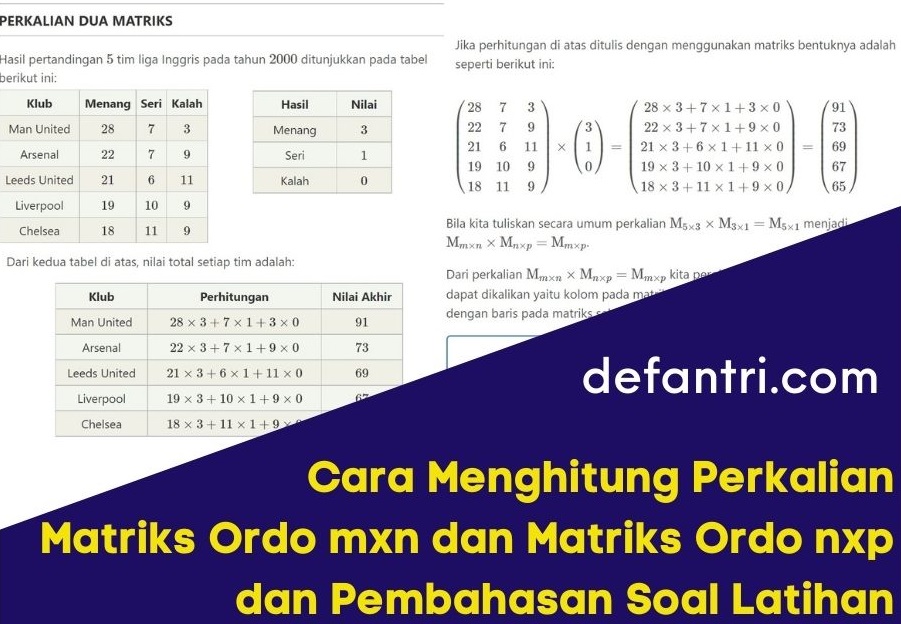 Cara Perkalian Dua Matriks dan Pembahasan Soal Latihan