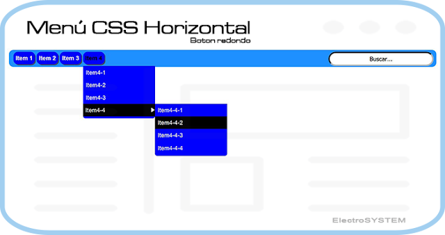 CSS pre-definidos para Menú CSS Horizontal (Botones redondeados)