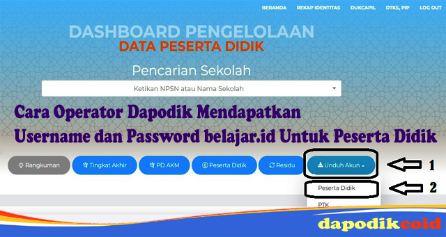 Cara Operator Dapodik Mendapatkan Username dan Password belajar.id