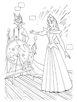 coloring page of Aurora stabbed by the spindle