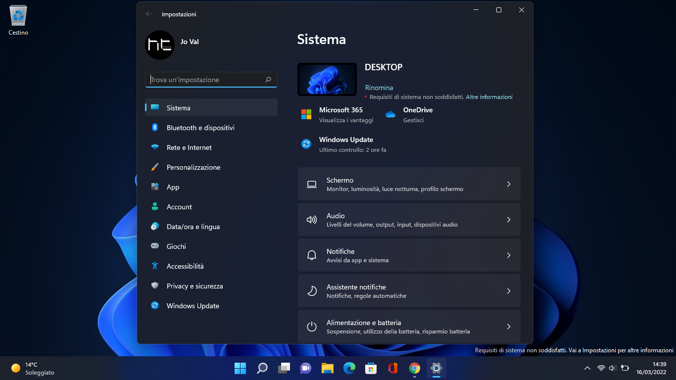 Requisiti di sistema non soddisfatti: per tutti la filigrana sul desktop di Windows 11