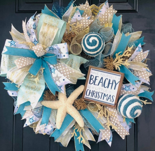 Ribbon Beach Christmas Wreaths