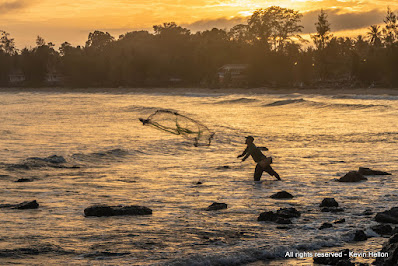 Fisherman at sunset, Rocky Point, Thap Sakae