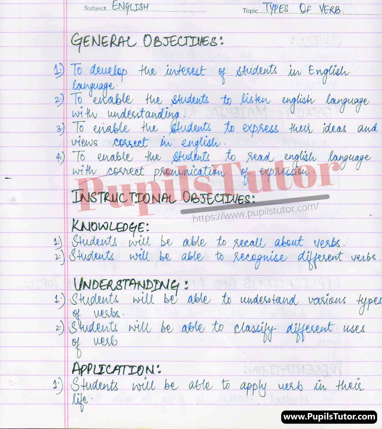 English Grammar Lesson Plan For Class 8 On Verb – (Page And Image Number 1) – Pupils Tutor