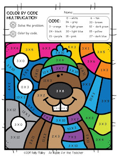 Groundhog Day Color By Number Multiplication