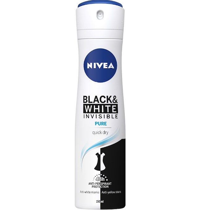 Mall Shop [ nivea.officialstore ] Xịt ngăn mùi NIVEA Black & White 5in1 ngăn vệt ố vàng vượt trội (150ml) - 82230