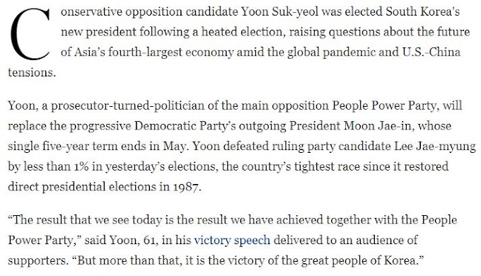 Former Top Prosecutor Yoon Suk-Yeol Wins South Korean Presidency