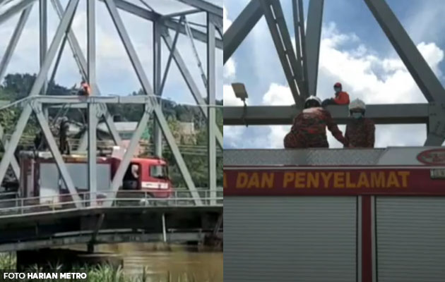'Pancing Bulan Tak Turun-Turun Gamaknya' - Lelaki Hidu Gam Panjat Jambatan Setinggi 6 Meter