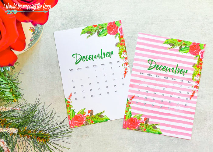 Coordinating Printable Calendars for December
