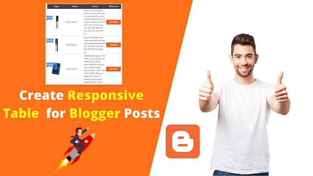 Create Responsive table  for Blogger Posts