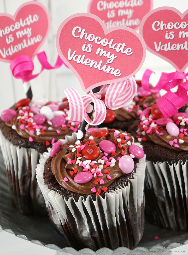 Chocolate Valentine Cupcake Toppers