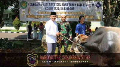 Kodim 0621/Kab. Bogor Gelar Penyembelihan Hewan Qurban 5 Sapi dan 21 Ekor Kambing.