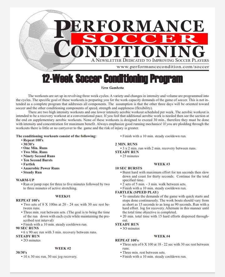 12-Week Soccer Conditioning Program PDF