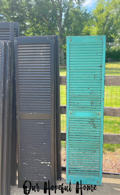 large black chippy shabby vintage shutters