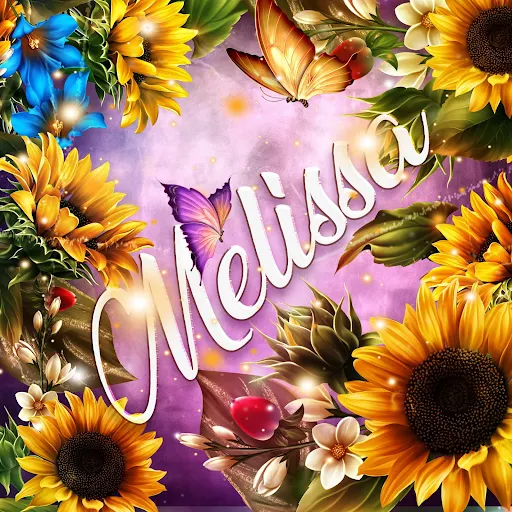 imágen con el nombre mayte con fondo de girasoles y mariposas para descargar gratis