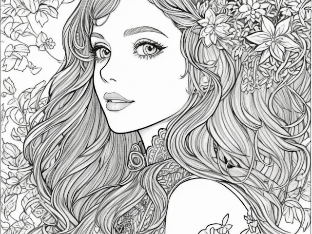 Beautiful girl coloring page