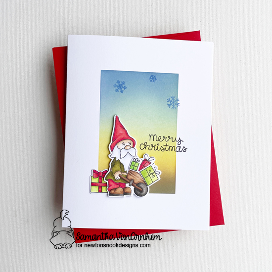 Christmas Gnome Card by Samantha VanArnhem | Gnome Garden Stamp Set and gifts from various othe stamp sets by Newton's Nook Designs #newtonsnook #handmade