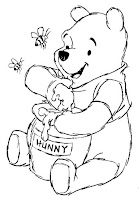 Winnie the Pooh eating honey