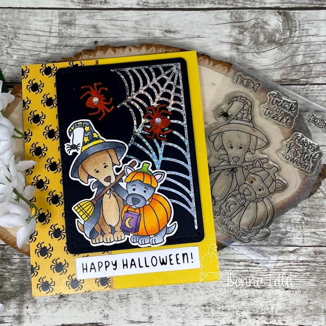 Donna Idlet, Howl-oween stamp set, Spooky Sentiments Hot Foil Plates, Spiderweb Hot Foil Plates, Halloween Time Paper Pad, Halloween card,