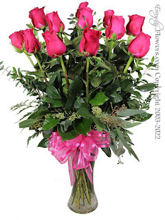 Dozen Long Stem Hot Pink Roses