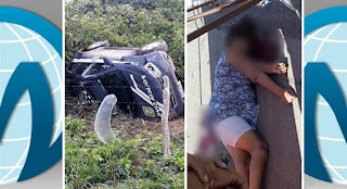 Viatura da Polícia de Araripe capota e mulher morre noutro acidente em Brejo Santo