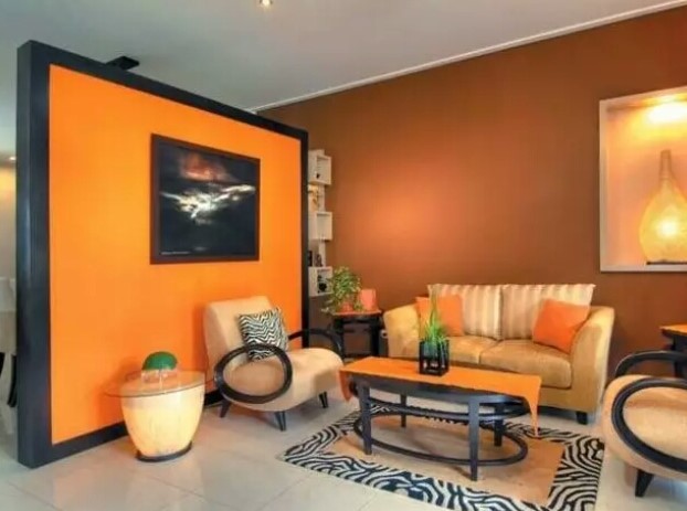 orange colour combination living room