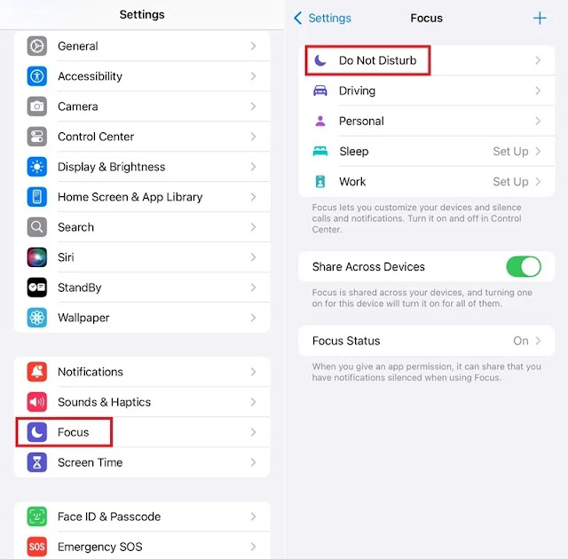 رفض مكالمة على iPhone باستخدام وضع التركيز