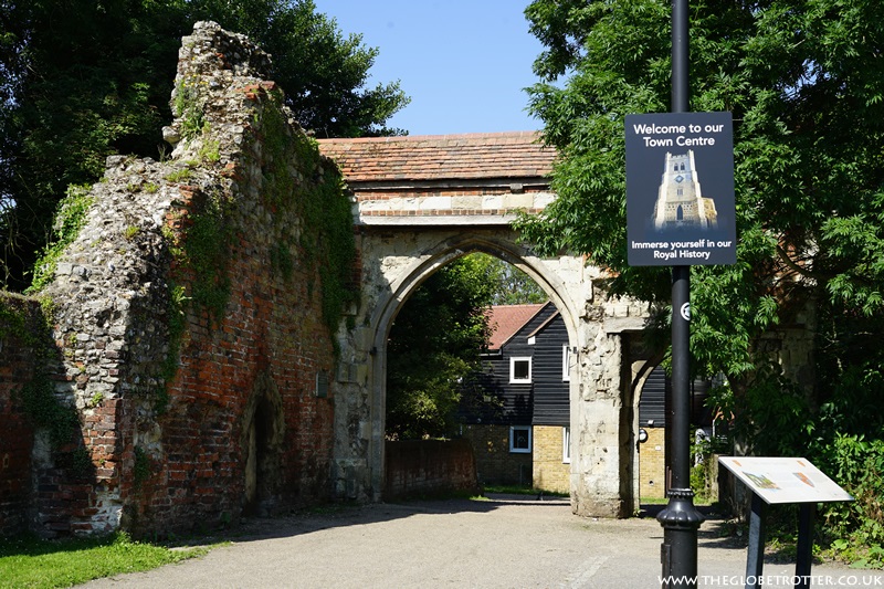 The surviving bridge and gatehouse of Waltham Abbey