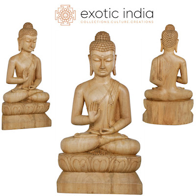 Placid Gautama Buddha Gambhar Wood Sculpture