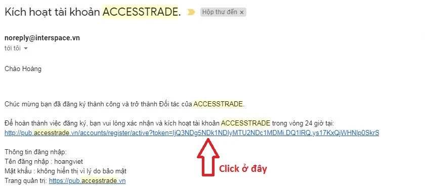 Kích hoạt tài khoản Accesstrade