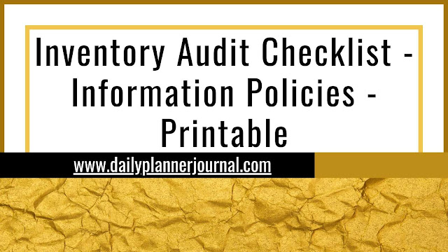 Inventory Audit Checklist - Information Policies - Printable