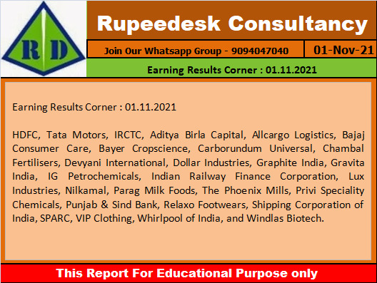 Earning Results Corner  01.11.2021