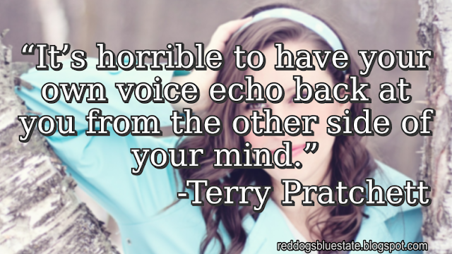“It’s horrible to have your own voice echo back at you from the other side of your mind.” -Terry Pratchett