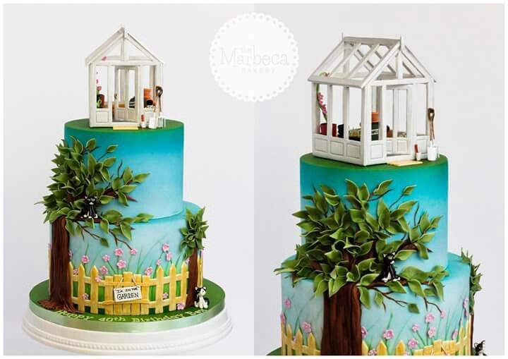 garden theme cake