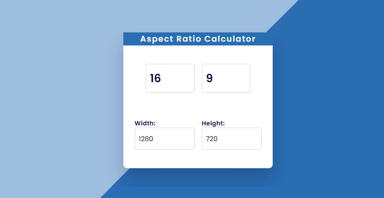 Aspect Ratio Calculator Using HTML, CSS And JavaScript