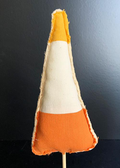 Fabric candy corn tree for Halloween.