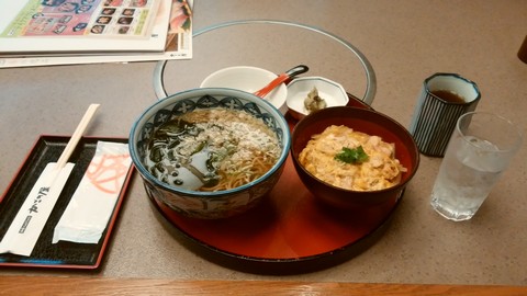 炙り鶏の親子丼と選べる麺セット（お出汁そば）1 かごの屋