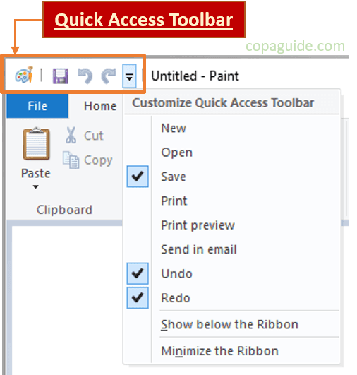 MS-Paint - Quick Access Toolbar